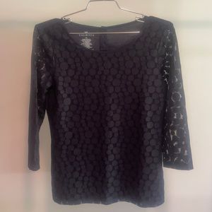 TALBOTS Lace Dot Navy Shirt Size XS